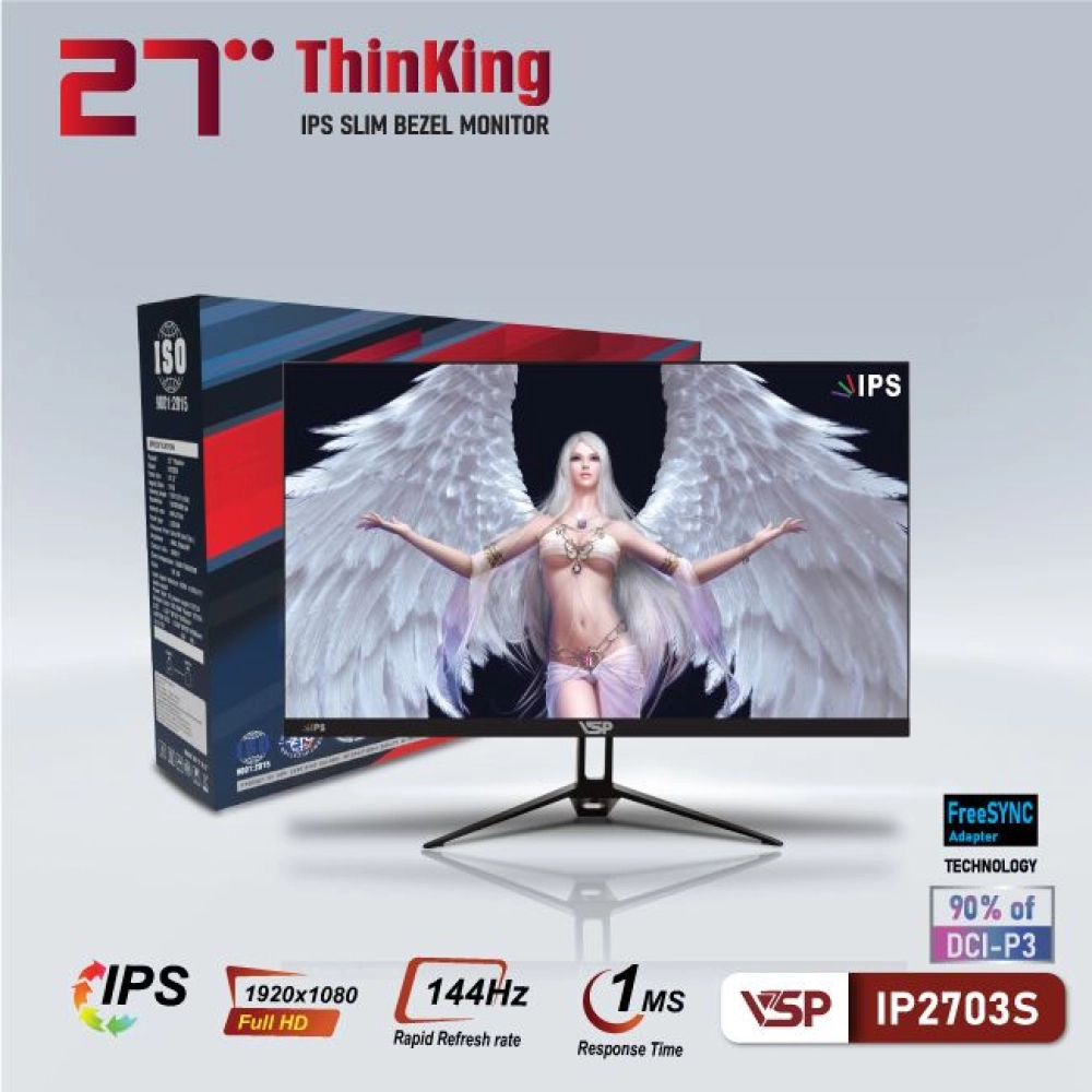 Màn hình máy tính LCD VSP IP2703S | 27 inch/Full HD/Tấm nền IPS/165Hz Gaming